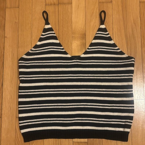 Striped knitted crop top like new, blue and white, size L