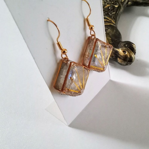 Handmade gold-colored earrings new with steel hooks