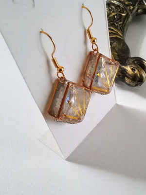 Handmade gold-colored earrings new with steel hooks
