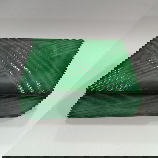 Bohemia Jade Malachite Glass Very Rare Box Dose 1940's Made by hand in Czechoslovakia Curt Schlevogt