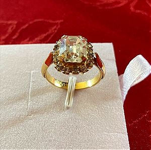 Επίχρυσο δαχτυλίδι με ζιργκόν + ΔΩΡΟ κοσμηματοθήκη μονόκερος από Anna Maria Mazaraki.