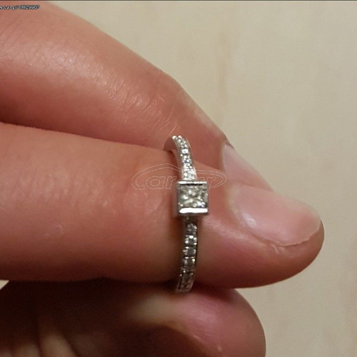 Ring new with certification, carats, special order square stone