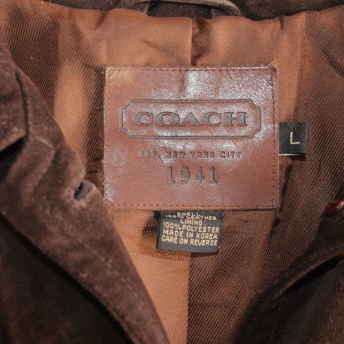 Leather Jacket Coach used, brown, size L