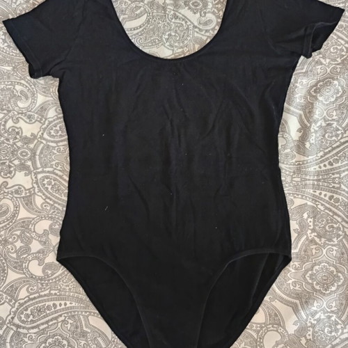 Sheddo black ballet leotard, size XL, cotton blend