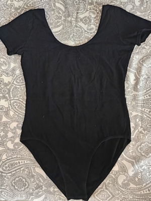 Sheddo black ballet leotard, size XL, cotton blend