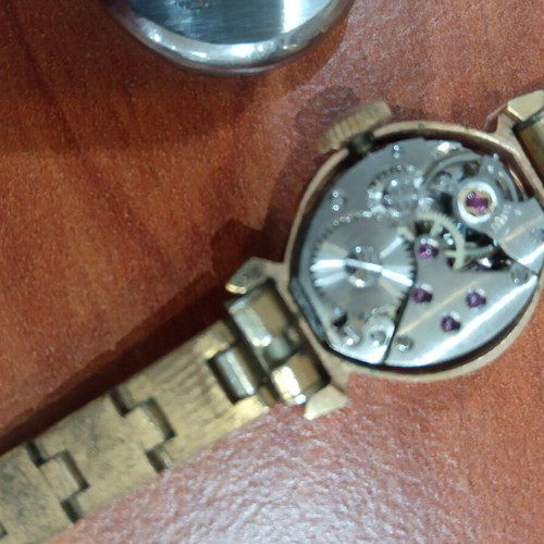 Fludo wristwatch used, women's, wind-up, gold color, steel 1000