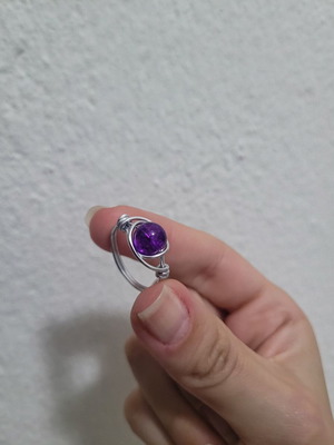 Purple wire wrapped ring handmade, like new, size 21Ø