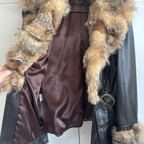 Miss Raxevsky leather jacket like new with fox fur collar and cuffs