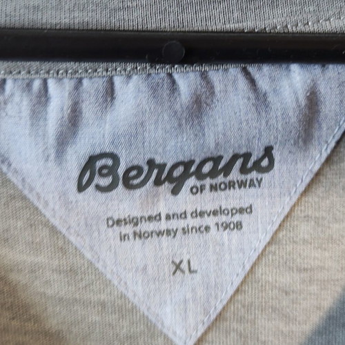 Bergans of Norway Lyngor Tee men's striped t-shirt XL like new, gray