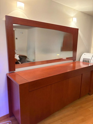 Wooden buffet with mirror used, sturdy construction