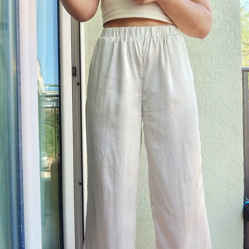 Shein white wide pants with crystals, size M