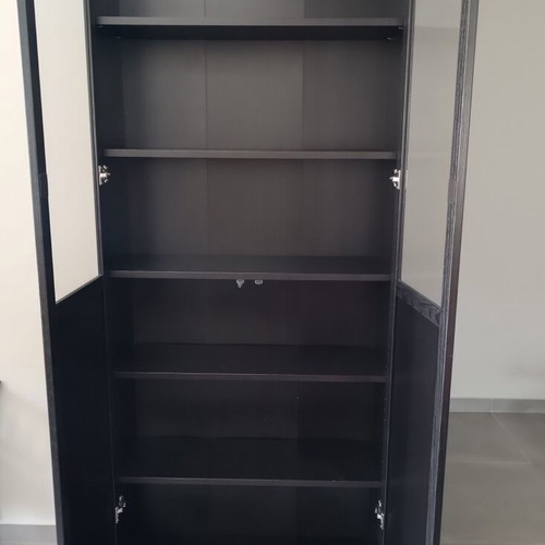 IKEA BILLY bookcase with glass doors, dark brown wenge