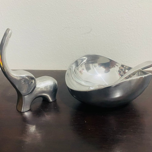 Pewter Acatitla Mexico decorative set with elephant, like new