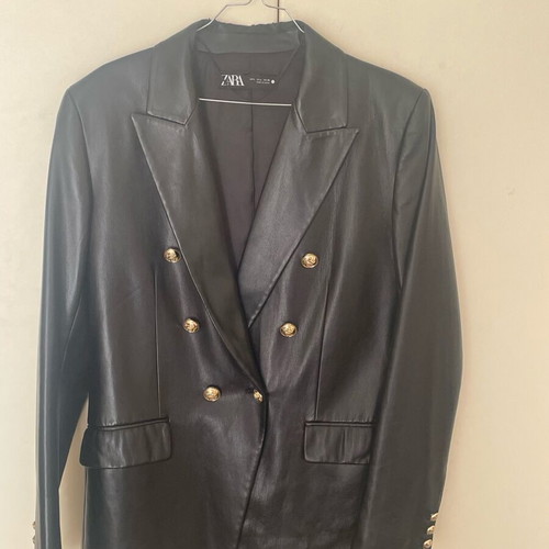 Leather jacket Zara black used, size L