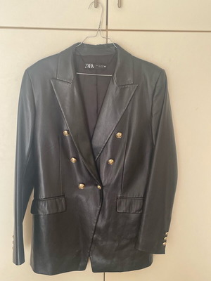 Leather jacket Zara black used, size L
