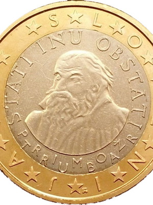 1 Euro Slovenia coin like new 2007 Primož Trubar