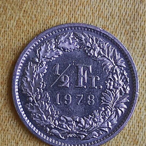 Swiss ½ Franc Coin 1978 used, copper-nickel