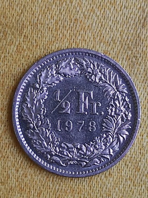 Swiss ½ Franc Coin 1978 used, copper-nickel