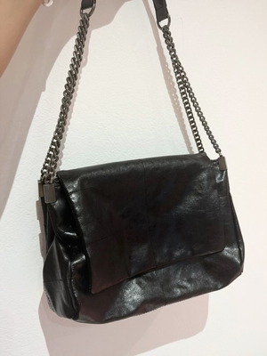 Zara black rock shoulder bag with chain strap like new