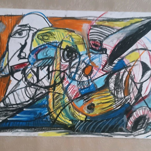 Surreal painting Taizontas tis papies sti limni made to order
