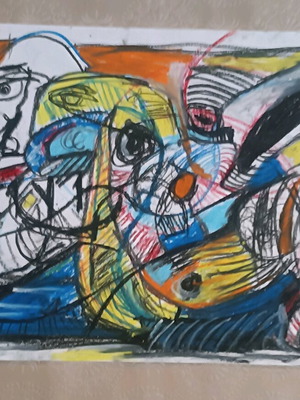 Surreal painting Taizontas tis papies sti limni made to order
