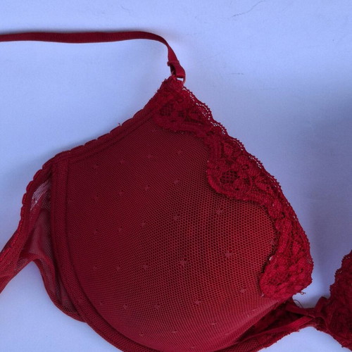 Bra M-L like new, red with lace details