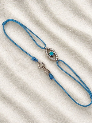 Handmade bracelet with 925 silver motif, zircon and opal, new, blue and silver
