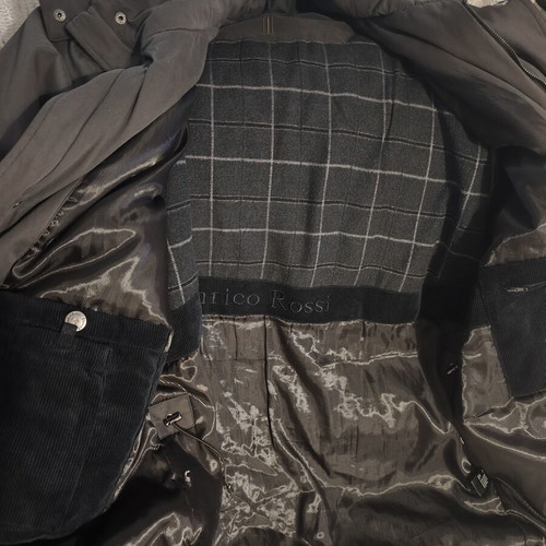 Enrico Rossi men's jacket like new, dark brown, velvet castor, zipper needs repair
