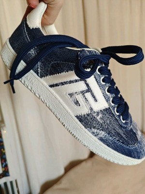 Balmain sneakers brand new with vintage effect, white and blue, size 40