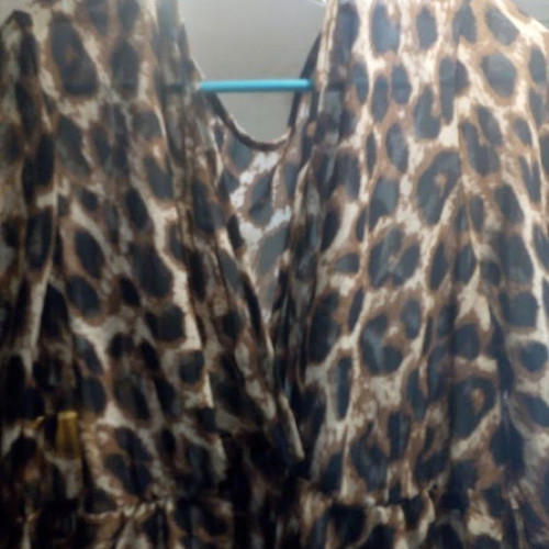 Leopard Print Maxi Dress like new, flowy with long sleeves