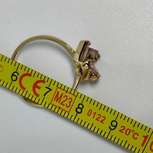 Gold ring with geometric champagne crystals like new
