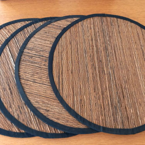 Bamboo Placemats set of 4 new with fabric and cardboard backing