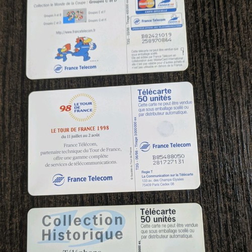 French phone cards used, lot of 3, rare from 1998