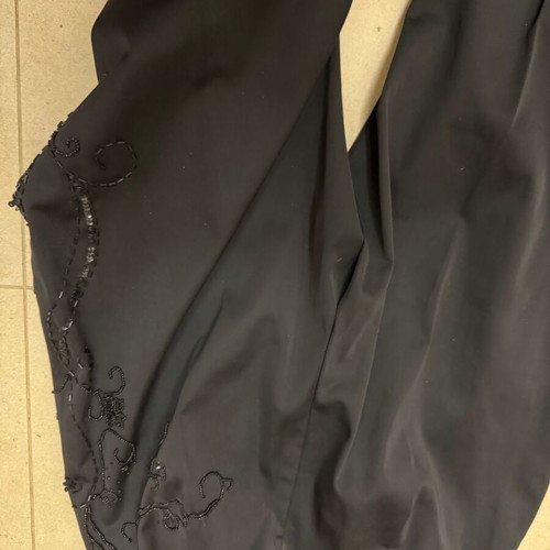 Warehouse black satin evening pants with embroidery and strass like new