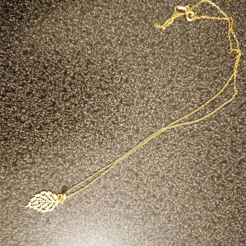 Leaf necklace silver 925 gold plated new, gold color