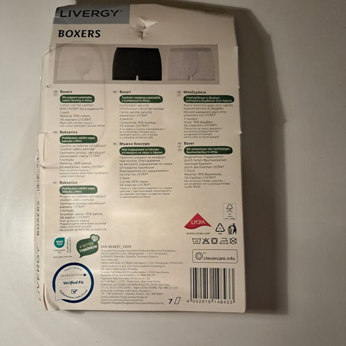 Livergy men's boxers new, pack of 2, size M, gray and black
