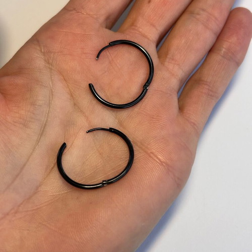 Black Hoop Earrings new, minimalist punk emo metal