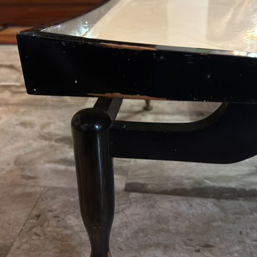 Antique black and white lacquered coffee table