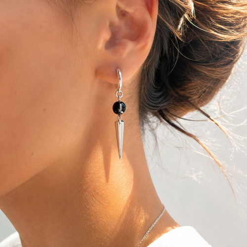 Handmade Grunge Goth Earrings Dark Spikes with Hematite