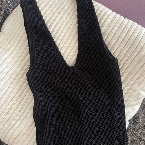 Forever 21 one-piece swimsuit small black crinkle knit bubble texture like new