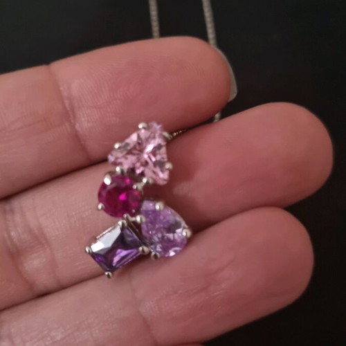 Silver necklace like new with semi-precious stones