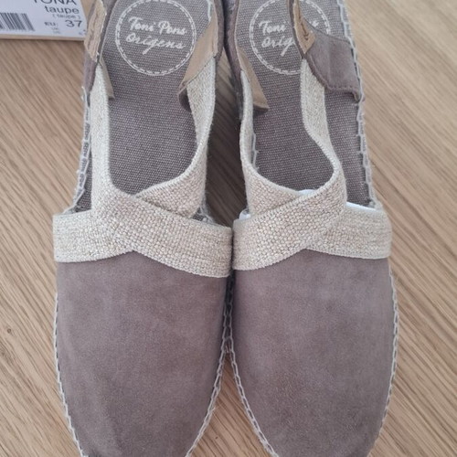 Toni Pons suede espadrilles with 6cm heel, new, size 37, beige and brown