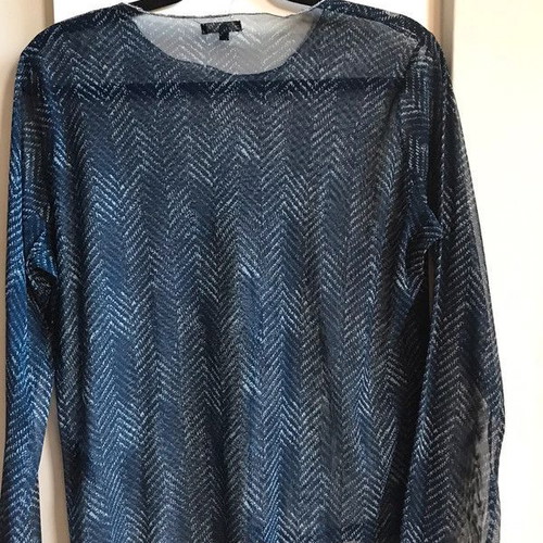 Vero Moda women's transparent long-sleeve blouse like new, white and blue, size XL