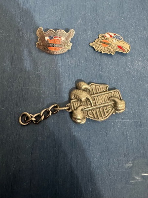 Harley Davidson keychain and pins used, silver