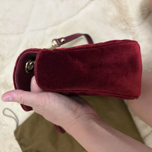 Gucci Marmont Flap bag used, velvet burgundy, crossbody