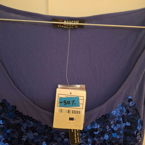 Morgan top with sequins, size M, new, blue