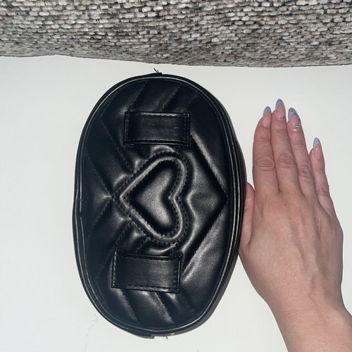 Belt bag with embossed quilted heart design, new