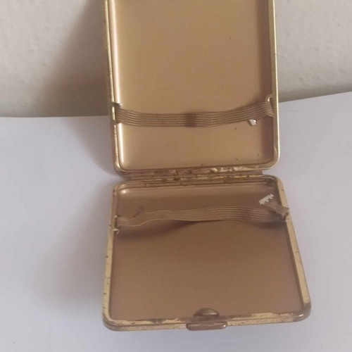 Vintage cigarette cases used, set of 3, leather and fabric