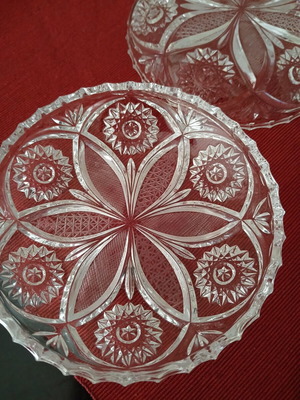 Vintage handmade crystal dessert plates set of 6 like new