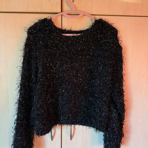 Shiny pullover like new, black multicolor, size S